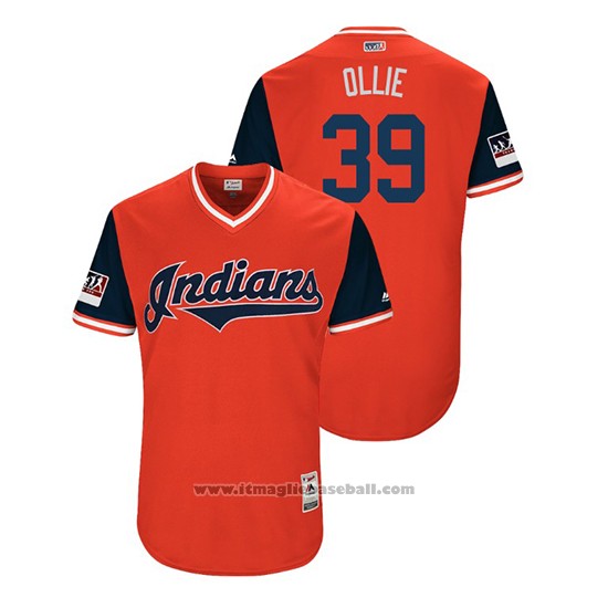 Maglia Baseball Uomo Cleveland Indians Oliver Perez 2018 LLWS Players Weekend Ollie Rosso